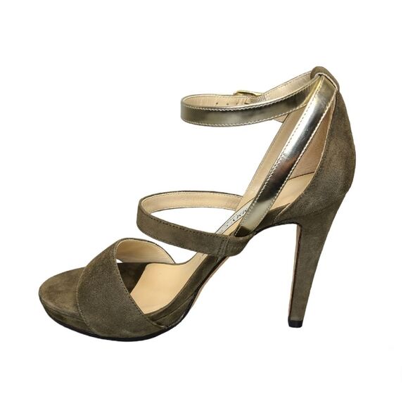 Jimmy Choo Green Suede Sandals Strappy Metallic Ankle Strap Platform Heels 36.5 - Picture 4 of 16